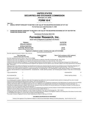 Thumbnail Forrester Research
 10-K Annual Report 2022