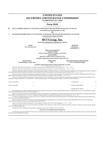 Thumbnail HCI Group
 10-K Annual Report 2022