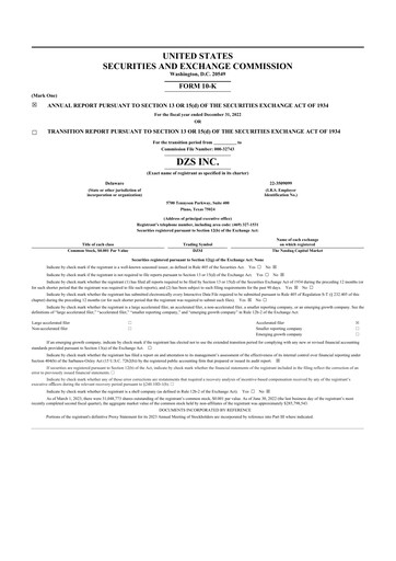 Thumbnail DZS Inc 10-K Annual Report 2022