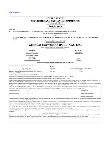 Thumbnail Ginkgo Bioworks
 10-K Annual Report 2022