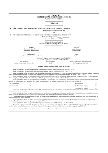 Miniature Clearside Biomedical
 10-K Rapport annuel 2022