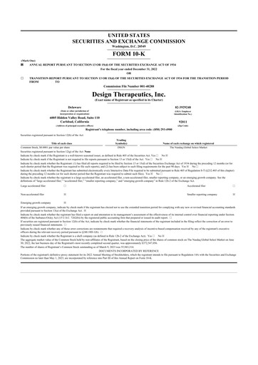 Thumbnail Design Therapeutics 10-K Annual Report 2022