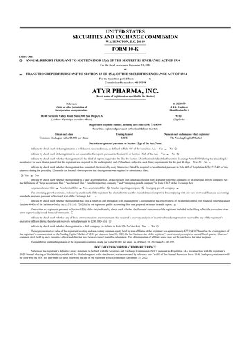 Vorschaubild aTyr Pharma 10-K Jahresbericht 2022