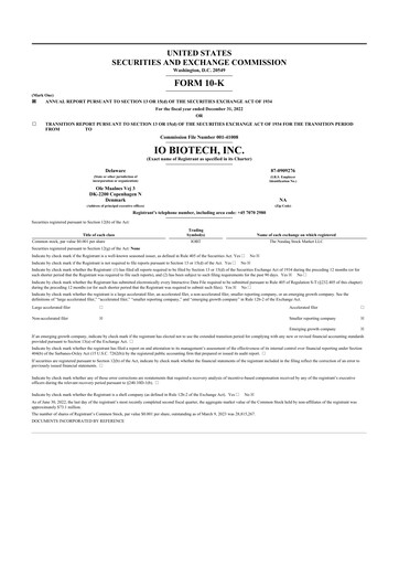 Thumbnail IO Biotech 10-K Annual Report 2022