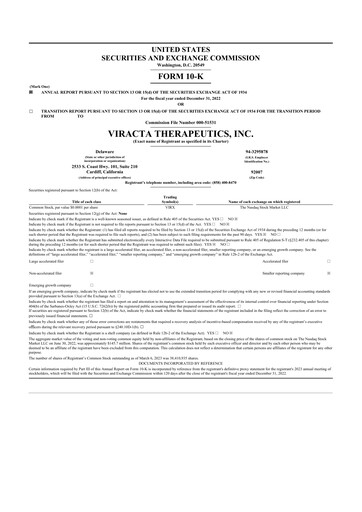 Thumbnail Viracta Therapeutics 10-K Annual Report 2022