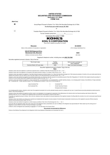 Thumbnail Kohl's
 10-K Annual Report 2022