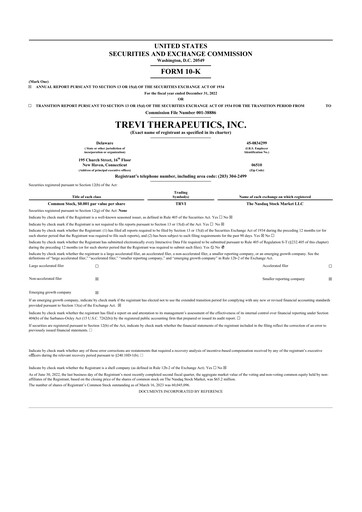 Thumbnail Trevi Therapeutics 10-K Annual Report 2022