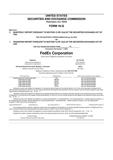 Thumbnail FedEx 10-Q Quarterly Report FY2023 