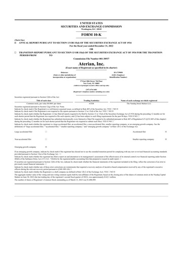 Thumbnail Aterian 10-K Annual Report 2022