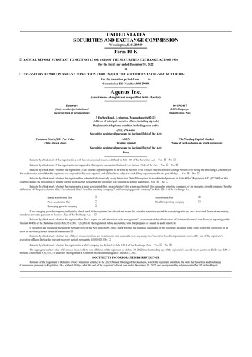 Thumbnail Agenus
 10-K Annual Report 2022