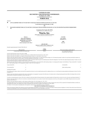 Miniature Nkarta 10-K Rapport annuel 2022