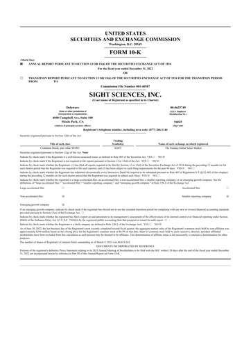 Thumbnail Sight Sciences 10-K Annual Report 2022