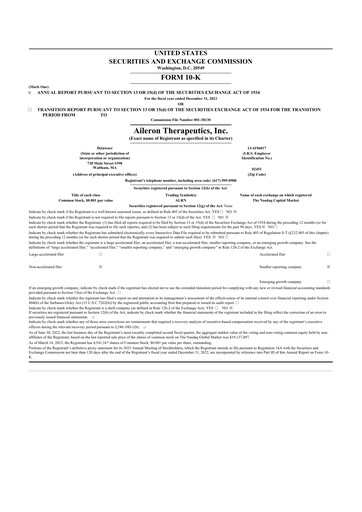 Thumbnail Rein Therapeutics 10-K Annual Report 2022