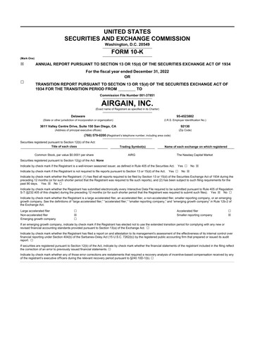 Thumbnail Airgain 10-K Annual Report 2022