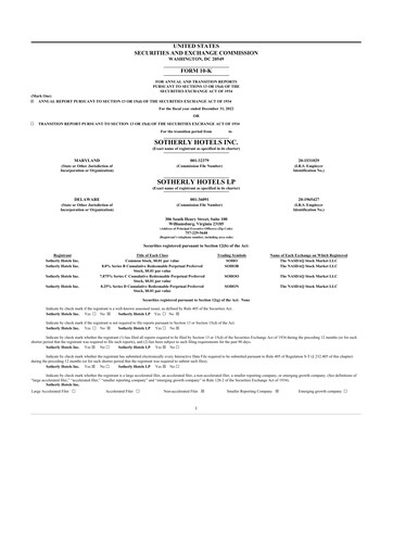 Thumbnail Sotherly Hotels 10-K Annual Report 