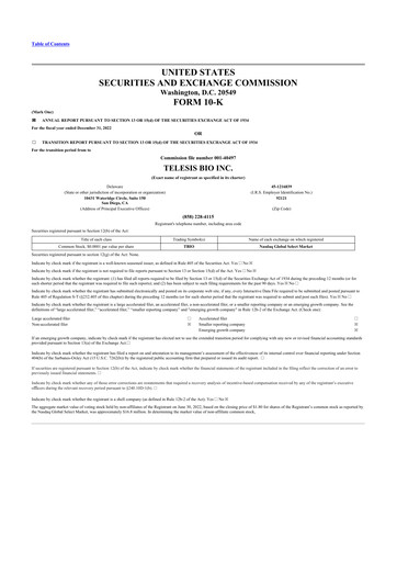 Miniature Telesis Bio 10-K Rapport annuel 2022