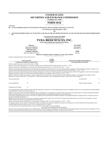 Thumbnail Tyra Biosciences 10-K Annual Report 2022