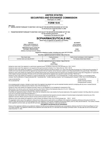 Thumbnail scPharmaceuticals 10-K Annual Report 2022