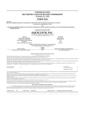 Thumbnail Equillium 10-K Annual Report 2022