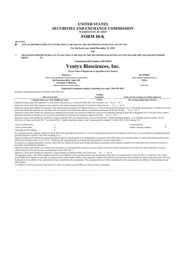 Vorschaubild Ventyx Biosciences 10-K Jahresbericht 2022