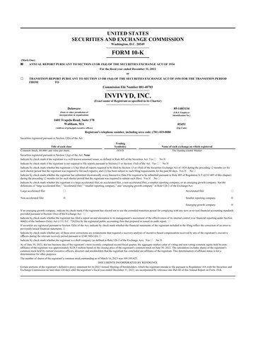 Miniature Invivyd 10-K Rapport annuel 2022