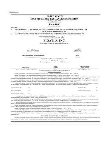 Miniature BioAtla 10-K Rapport annuel 2022