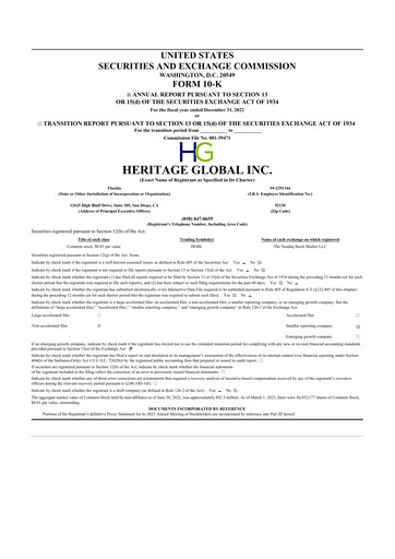 Thumbnail Heritage Global 10-K Annual Report 2022