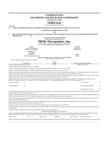 Vorschaubild MiNK Therapeutics 10-K Jahresbericht 2022