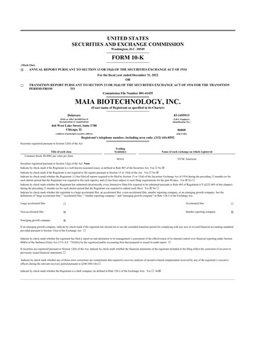 Vorschaubild MAIA Biotechnology 10-K Jahresbericht 2022