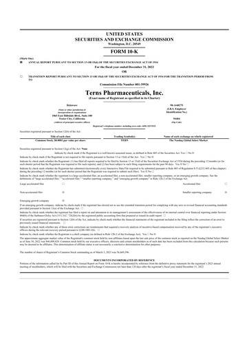 Vorschaubild Terns Pharmaceuticals 10-K Jahresbericht 2022