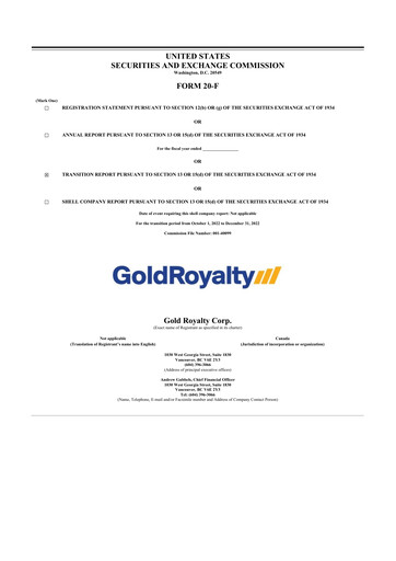 Thumbnail Gold Royalty Corp 20-F Annual Report 2022