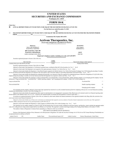 Thumbnail Acrivon Therapeutics 10-K Annual Report 2022