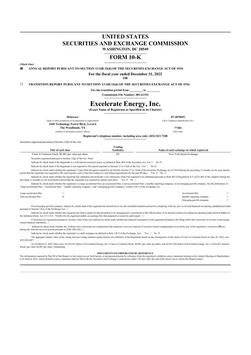 Miniature Excelerate Energy 10-K Rapport annuel 2022