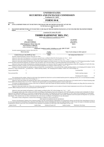 Thumbnail Third Harmonic Bio 10-K Annual Report 2022