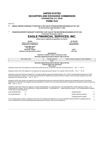 Thumbnail Eagle Financial Services 10-K Annual Report 2022