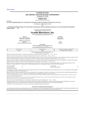 Thumbnail Arcadia Biosciences 10-K Annual Report 2022