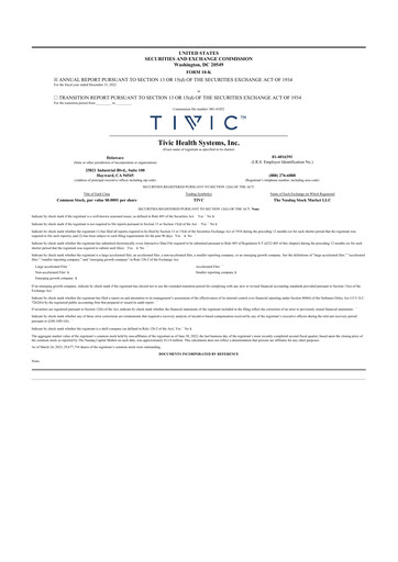 Thumbnail Tivic Health Systems 10-K Annual Report 2022