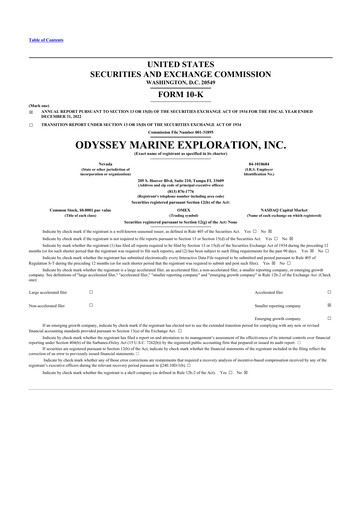 Thumbnail Odyssey Marine Exploration 10-K Annual Report 2022