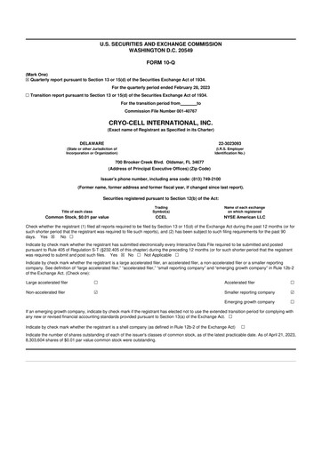 Thumbnail Cryo-Cell International 10-Q Quarterly Report FY2023 