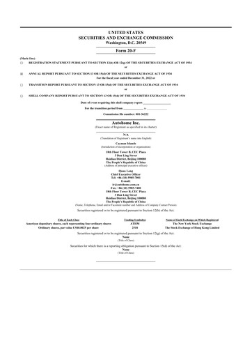 Thumbnail Autohome 20-F Annual Report 2022