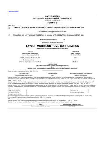 Thumbnail Taylor Morrison
 10-Q Quarterly Report FY2023 