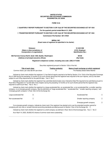 Miniature Impinj 10-Q Rapport trimestriel 2023 