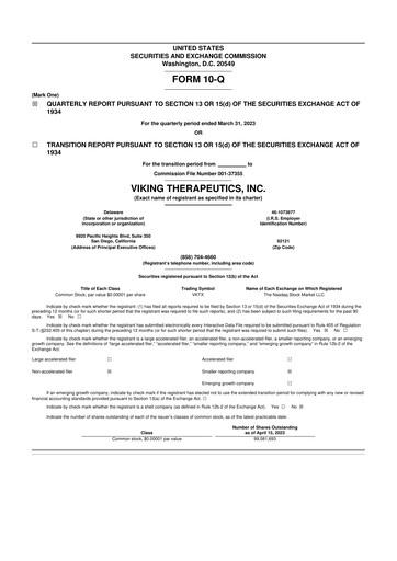 Vorschaubild Viking Therapeutics
 10-Q Quartalsbericht 2023 