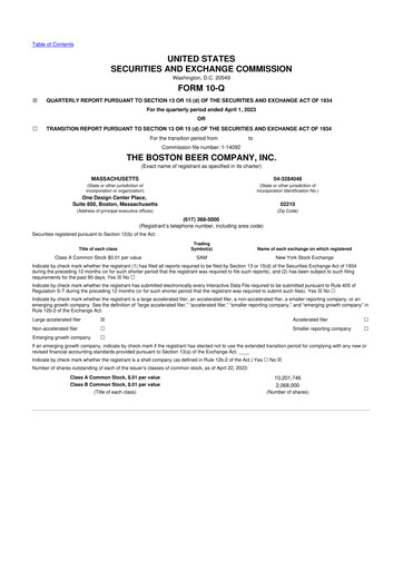 Vorschaubild Boston Beer Company 10-Q Quartalsbericht 2023 