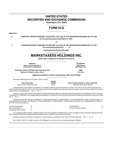 Thumbnail MarketAxess
 10-Q Quarterly Report FY2023 