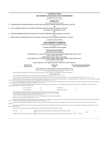 Thumbnail GigaMedia 20-F Annual Report 2022