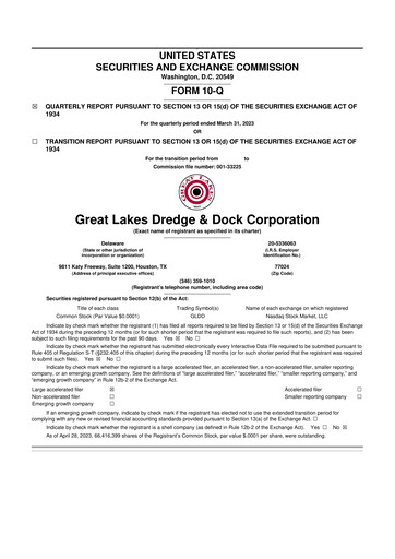 Thumbnail Great Lakes Dredge & Dock Corp. 10-Q Quarterly Report FY2023 