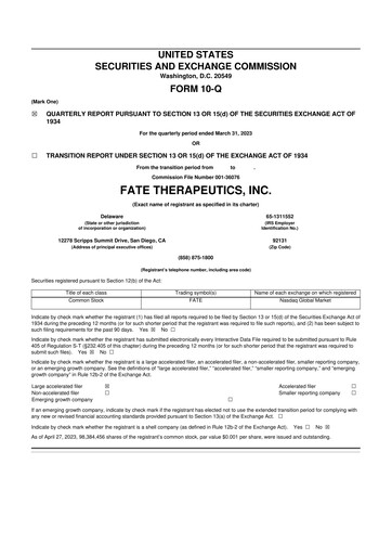 Thumbnail Fate Therapeutics
 10-Q Quarterly Report FY2023 