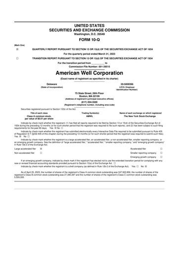 Thumbnail American Well
 10-Q Quarterly Report FY2023 