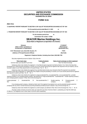 Thumbnail SEACOR Marine 10-Q Quarterly Report FY2023 